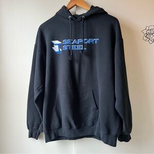 Black Hoodie for Men Port Company Work Damaged Sweat Shirt